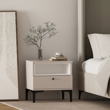 Amara Nightstand in Pale Rose and White by Manhattan Comfort at Eve Furniture