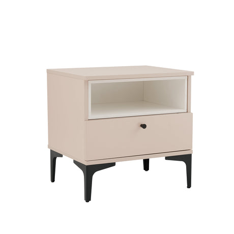 Amara Nightstand in Pale Rose and White by Manhattan Comfort at Eve Furniture