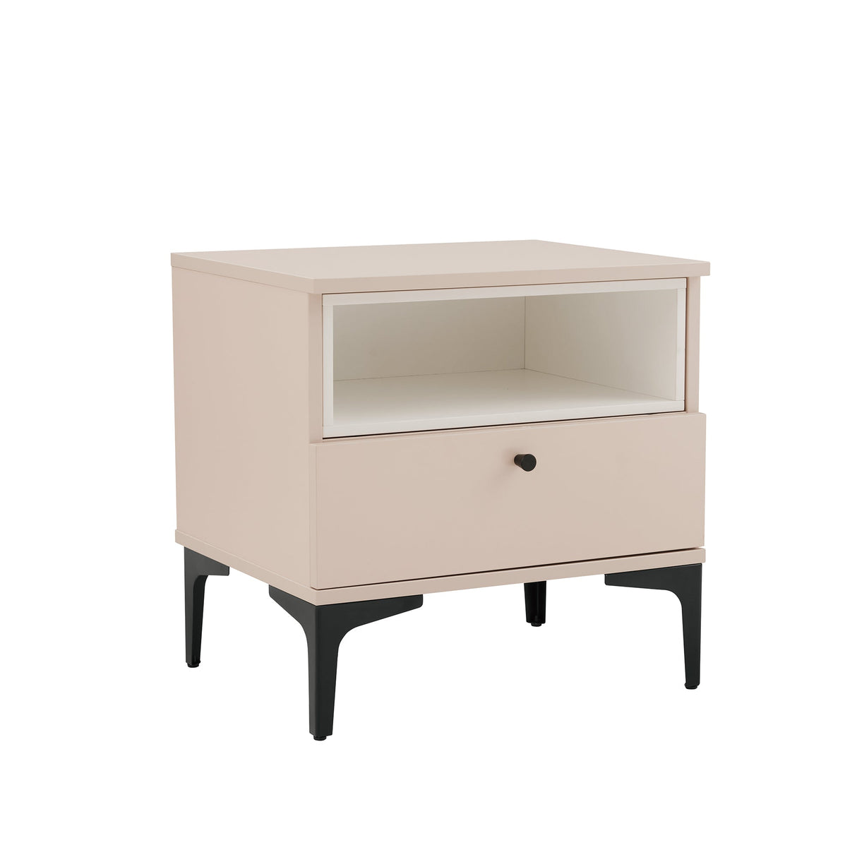 Amara Nightstand in Pale Rose and White (set of 2) by Manhattan Comfort at Eve Furniture