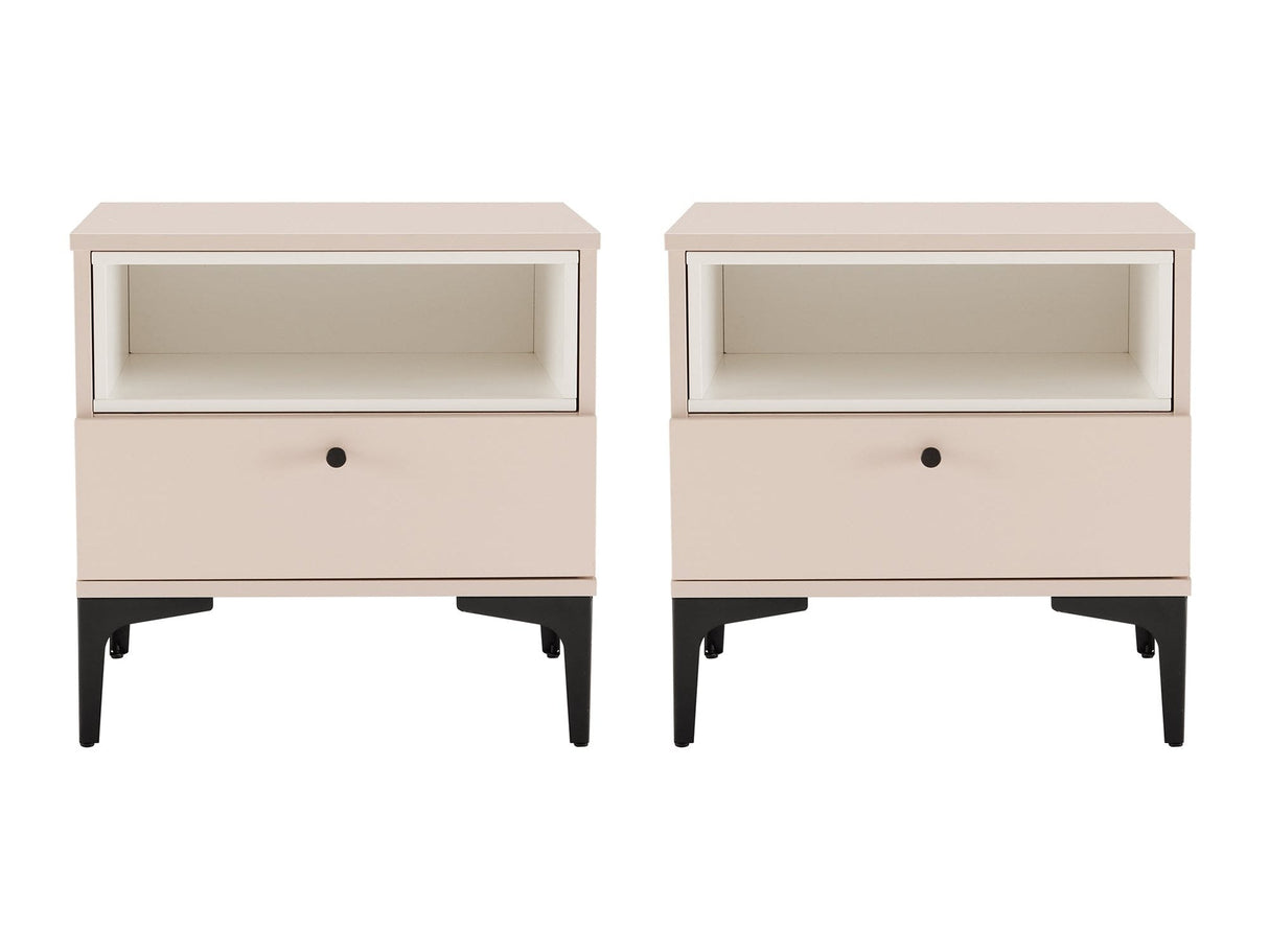 Amara Nightstand in Pale Rose and White (set of 2) by Manhattan Comfort at Eve Furniture