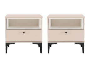Amara Nightstand in Pale Rose and White (set of 2) by Manhattan Comfort at Eve Furniture