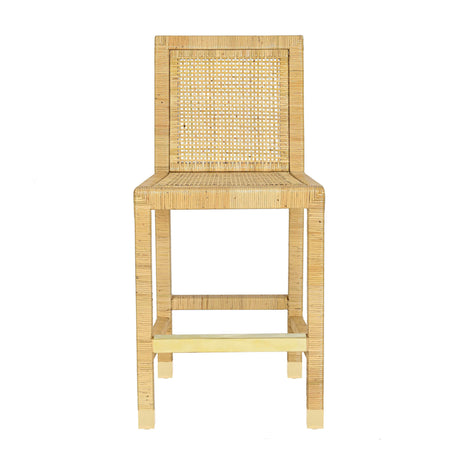Amara Rattan & Cream Linen Stool by TOV Furniture at Eve Furniture