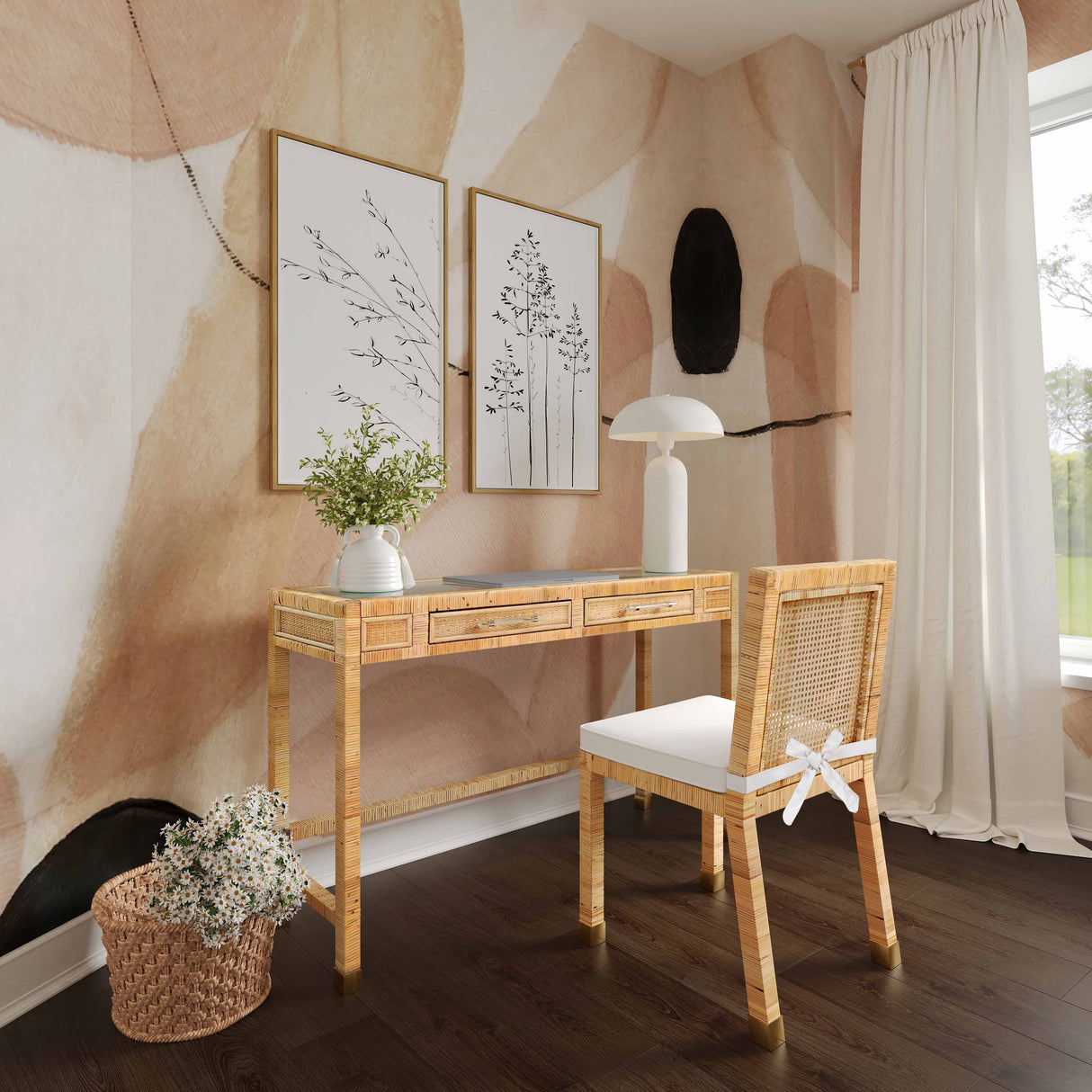 Amara Woven Rattan Desk by TOV Furniture at Eve Furniture