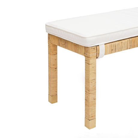 Amara Woven Rattan Performance Fabric Bench by TOV Furniture at Eve Furniture