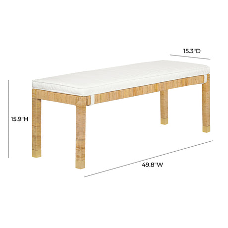 Amara Woven Rattan Performance Fabric Bench by TOV Furniture at Eve Furniture
