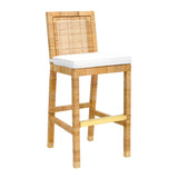 Amara Woven Rattan Performance Fabric Stool by TOV Furniture at Eve Furniture