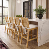 Amara Woven Rattan Performance Fabric Stool by TOV Furniture at Eve Furniture