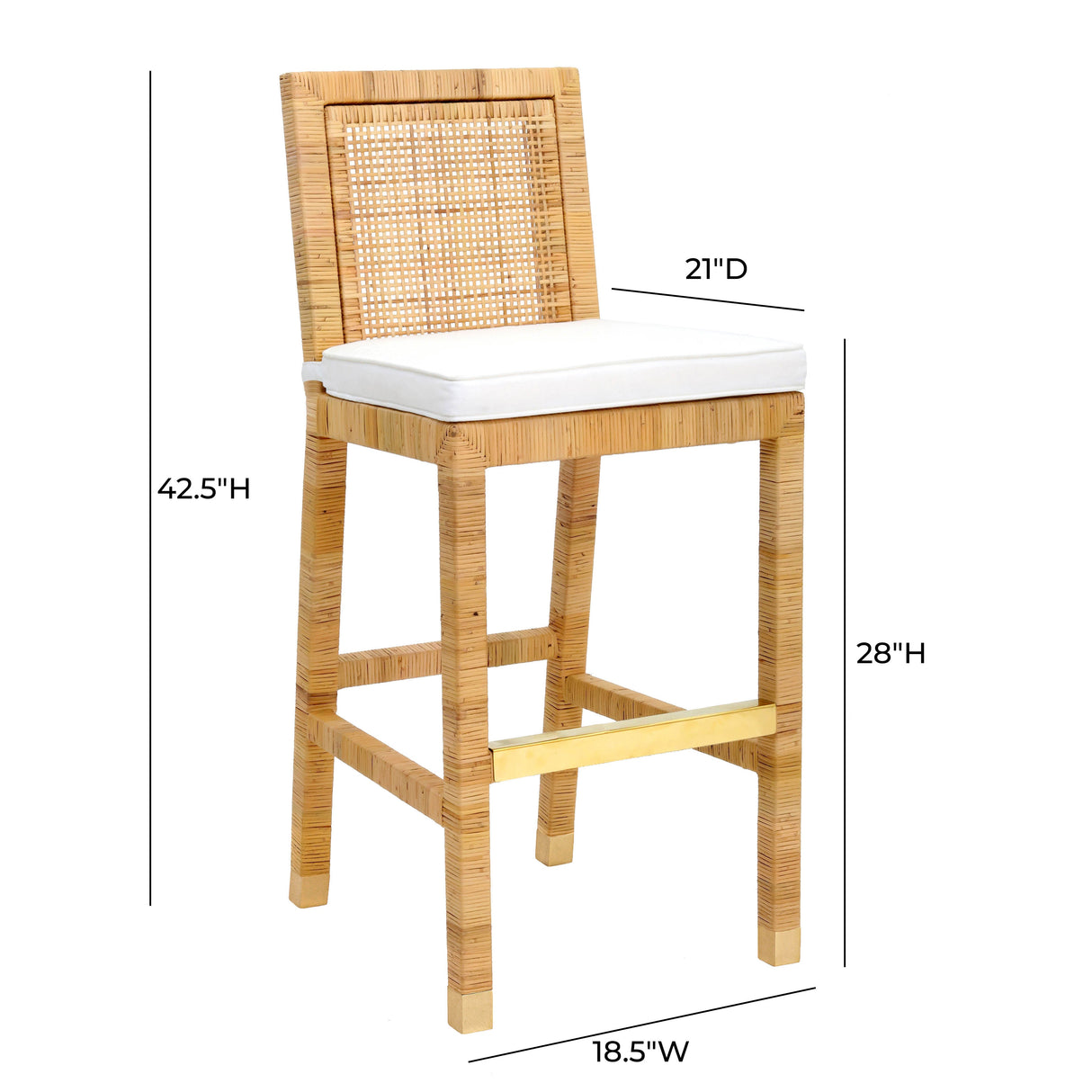 Amara Woven Rattan Performance Fabric Stool by TOV Furniture at Eve Furniture