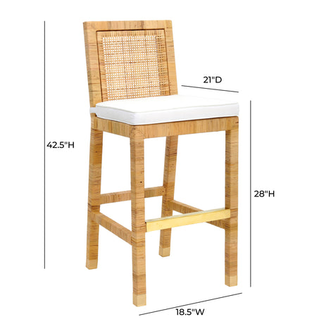 Amara Woven Rattan Performance Fabric Stool by TOV Furniture at Eve Furniture