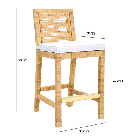 Amara Woven Rattan Performance Fabric Stool by TOV Furniture at Eve Furniture