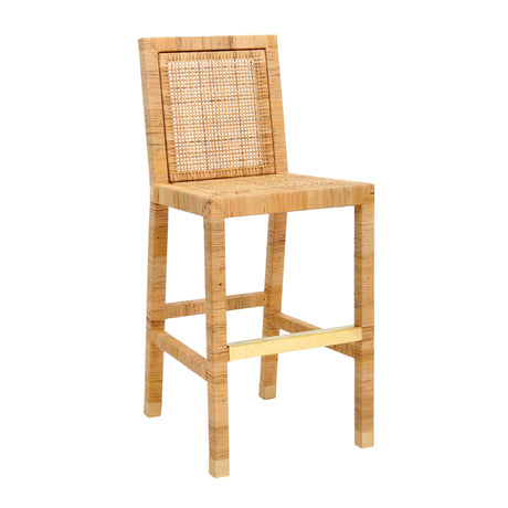 Amara Woven Rattan Performance Fabric Stool by TOV Furniture at Eve Furniture