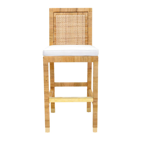 Amara Woven Rattan Performance Fabric Stool by TOV Furniture at Eve Furniture