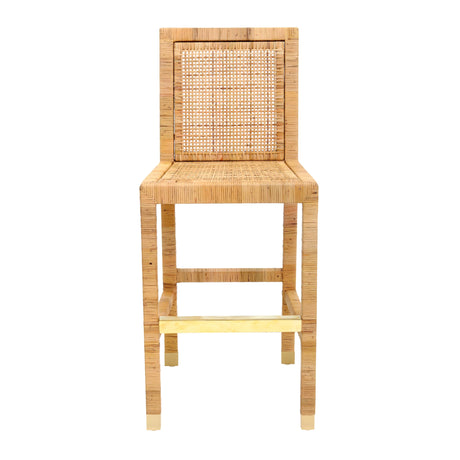 Amara Woven Rattan Performance Fabric Stool by TOV Furniture at Eve Furniture