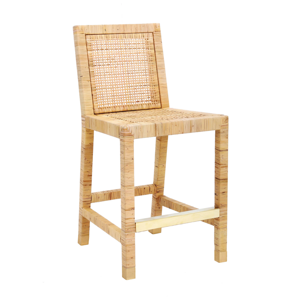 Amara Woven Rattan Performance Fabric Stool by TOV Furniture at Eve Furniture