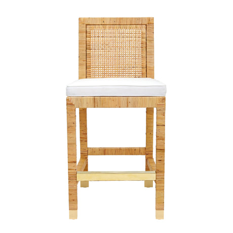 Amara Woven Rattan Performance Fabric Stool by TOV Furniture at Eve Furniture