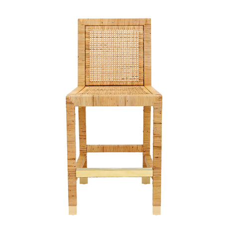 Amara Woven Rattan Performance Fabric Stool by TOV Furniture at Eve Furniture