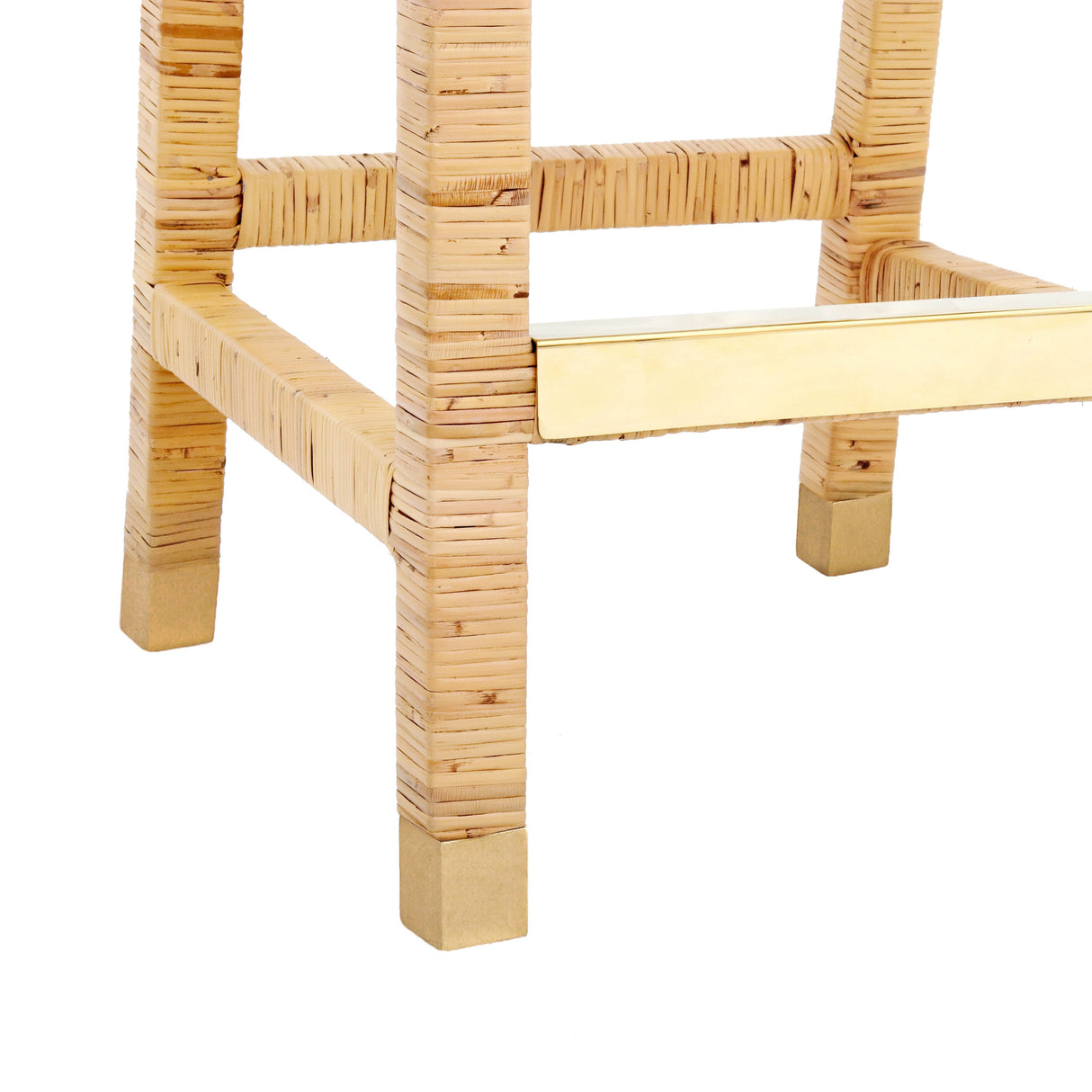 Amara Woven Rattan Performance Fabric Stool by TOV Furniture at Eve Furniture