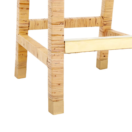 Amara Woven Rattan Performance Fabric Stool by TOV Furniture at Eve Furniture