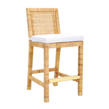 Amara Woven Rattan Performance Fabric Stool by TOV Furniture at Eve Furniture