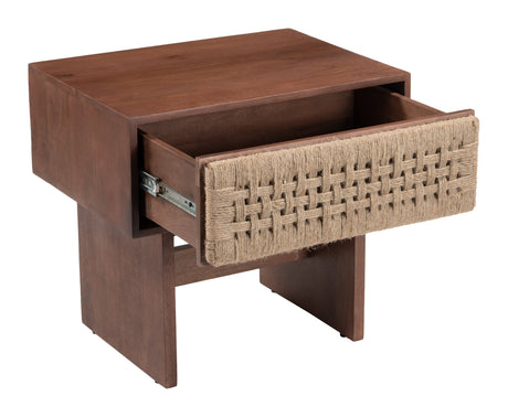 Amaria Natural & Walnut Nightstand by Zuomod at Eve Furniture