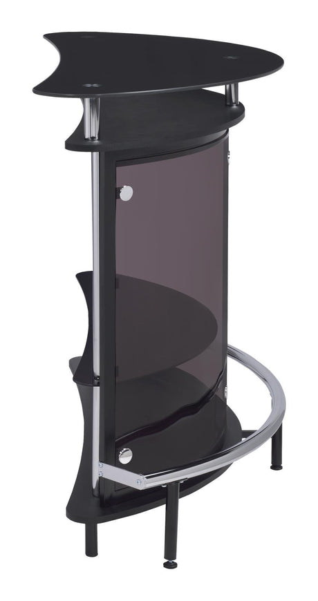 Amarillo Black/Chrome 2-Tier Bar Unit by Coaster at Eve Furniture
