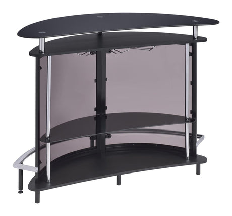 Amarillo Black/Chrome 2-Tier Bar Unit by Coaster at Eve Furniture