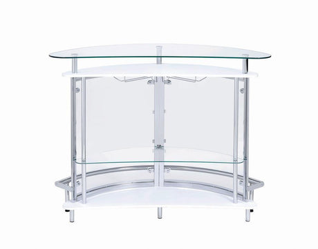 Amarillo White/Chrome 2-Tier Bar Unit by Coaster at Eve Furniture