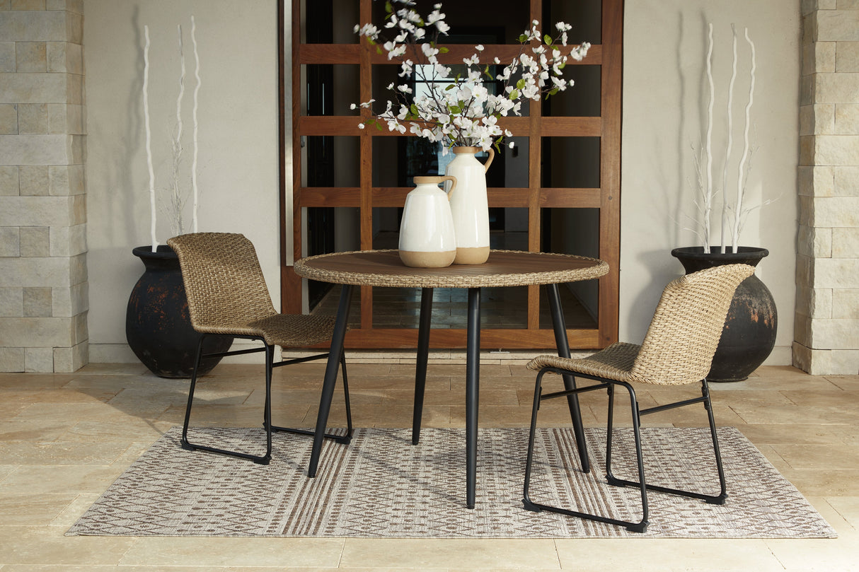 Amaris Outdoor Dining Table and 2 Chairs in Brown/Black