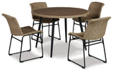 Amaris Outdoor Dining Table and 4 Chairs in Brown/Black