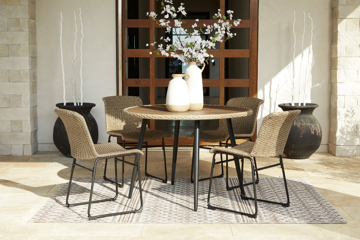 Amaris Outdoor Dining Table and 4 Chairs in Brown/Black