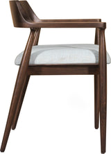 Amaroo Honey Date Solid Mango Linen Upholstered Dining Arm Chair by Modus Furniture at Eve Furniture