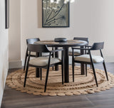 Amaroo Honey Date Solid Mango Linen Upholstered Dining Arm Chair by Modus Furniture at Eve Furniture