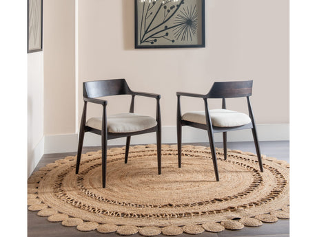 Amaroo Honey Date Solid Mango Linen Upholstered Dining Arm Chair by Modus Furniture at Eve Furniture