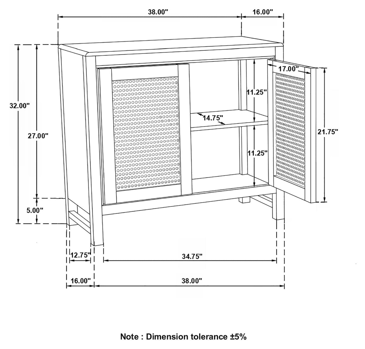 Amaryllis Natural Rectangular 2-Door Accent Cabinet