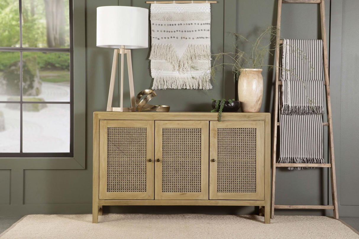 Amaryllis Natural Rectangular 3-Door Accent Cabinet