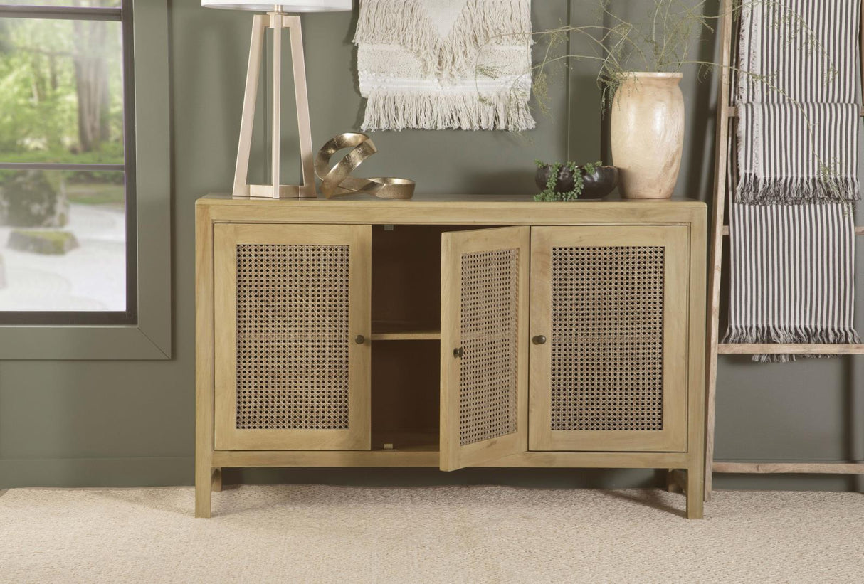 Amaryllis Natural Rectangular 3-Door Accent Cabinet