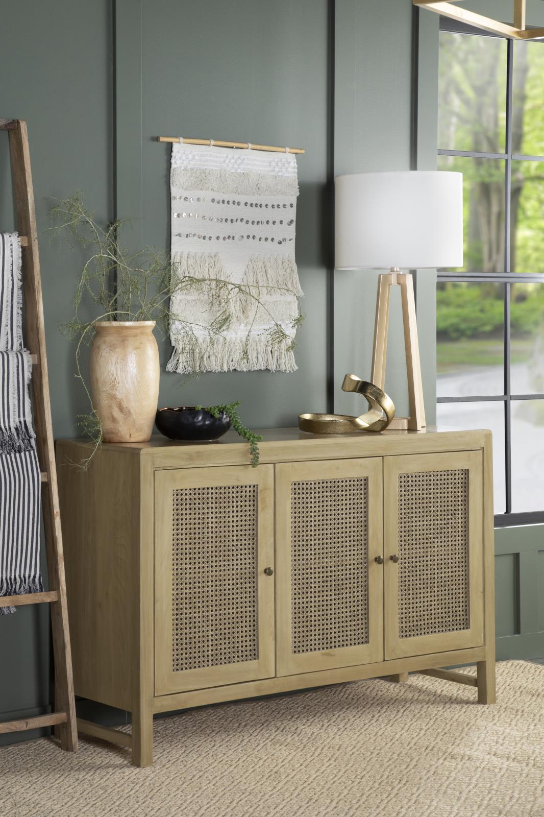 Amaryllis Natural Rectangular 3-Door Accent Cabinet