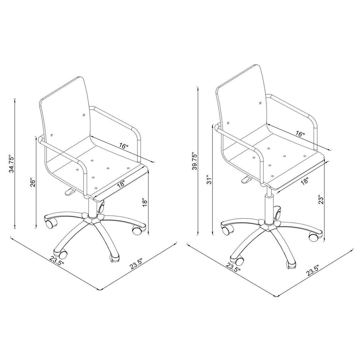 Amaturo Clear/Chrome Office Chair with Casters by Coaster at Eve Furniture