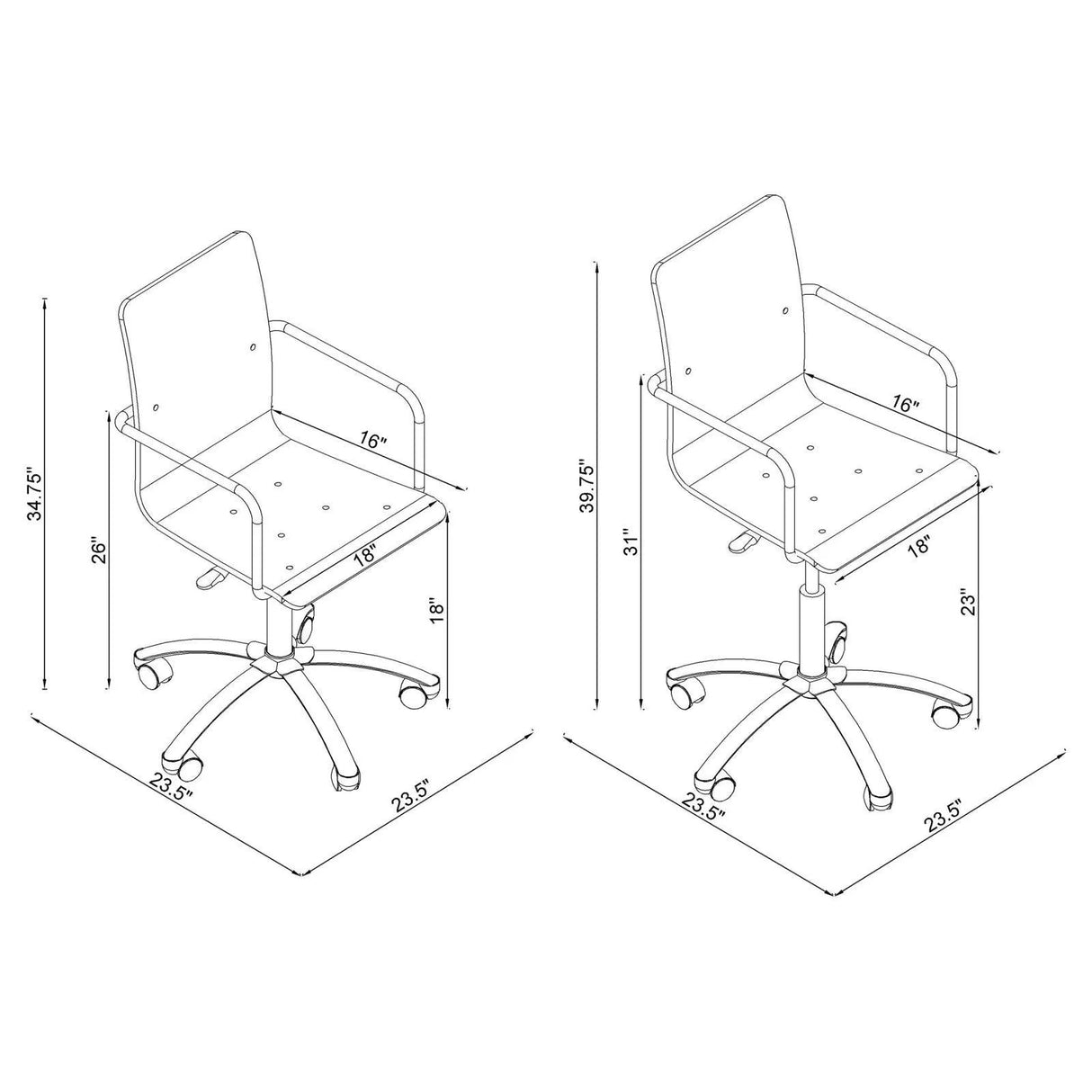 Amaturo Clear/Chrome Office Chair with Casters by Coaster at Eve Furniture