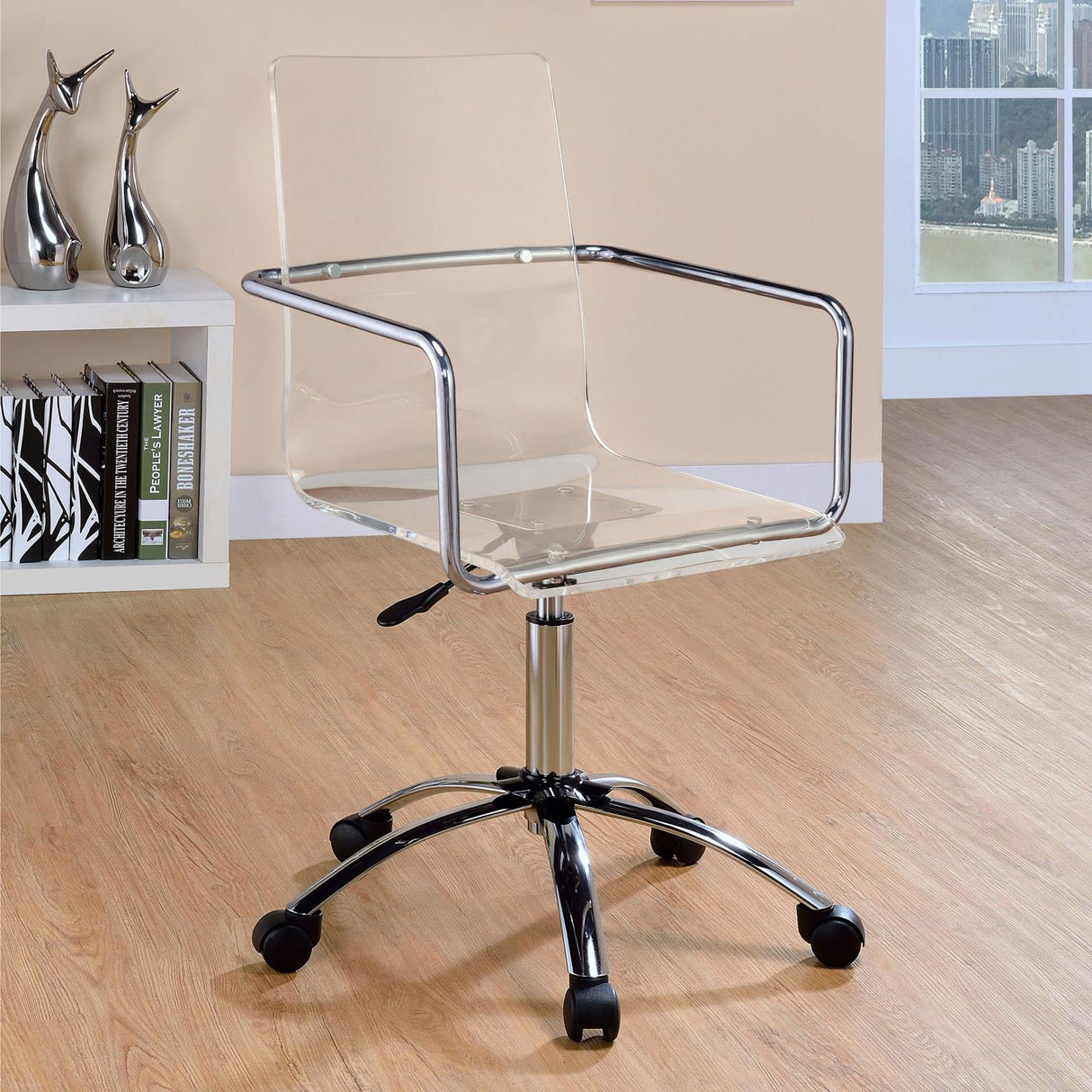 Amaturo Clear/Chrome Office Chair with Casters