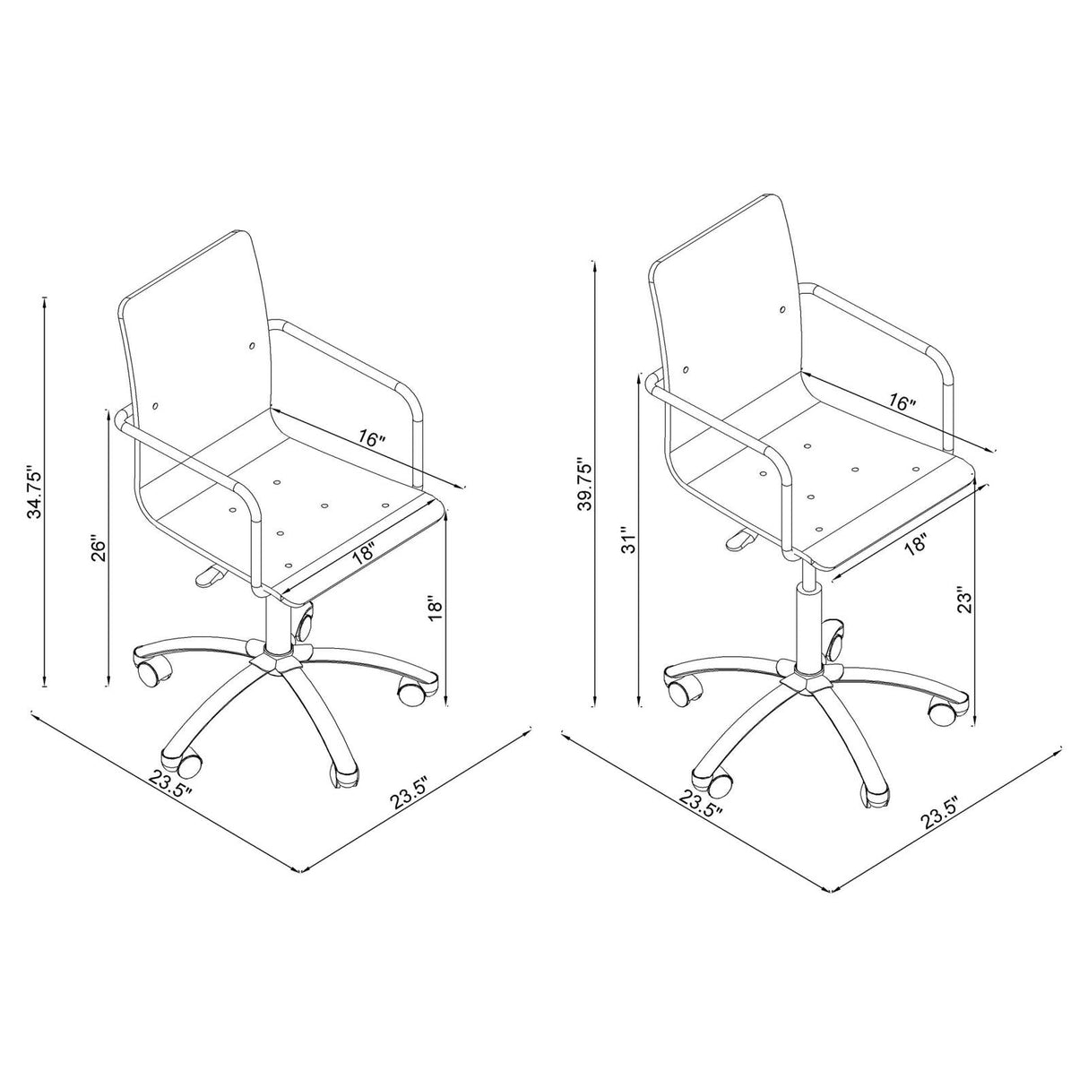 Amaturo Clear/Chrome Office Chair with Casters