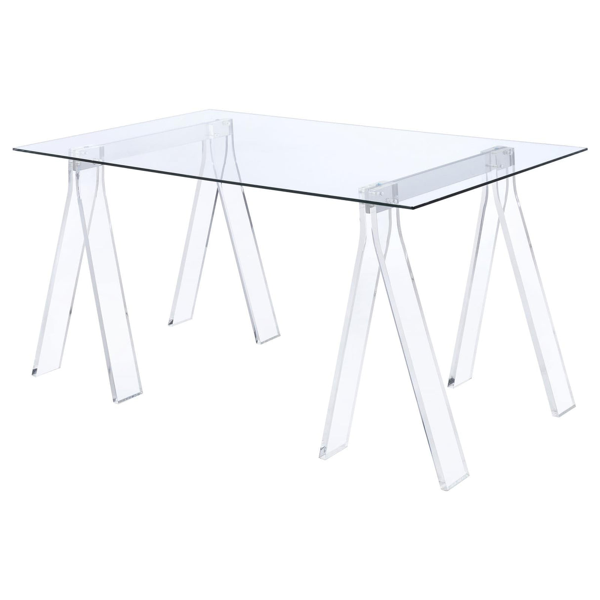 Amaturo Clear Writing Desk with Glass Top