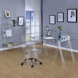 Amaturo Clear Writing Desk with Glass Top