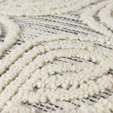 Amaya 16.0L x 16.0W x 16.0H Cream/Black/Gray Wool and Cotton Pouf by Mercana at Eve Furniture