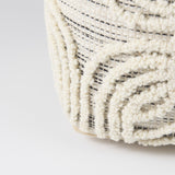 Amaya 16.0L x 16.0W x 16.0H Cream/Black/Gray Wool and Cotton Pouf by Mercana at Eve Furniture