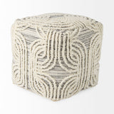 Amaya Cream/Black/Gray Wool and Cotton Pouf by Mercana at Eve Furniture