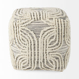 Amaya Cream/Black/Gray Wool and Cotton Pouf by Mercana at Eve Furniture