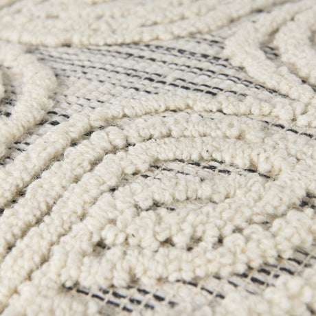 Amaya Cream/Black/Gray Wool and Cotton Pouf by Mercana at Eve Furniture