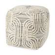 Amaya Cream/Black/Gray Wool and Cotton Pouf by Mercana at Eve Furniture