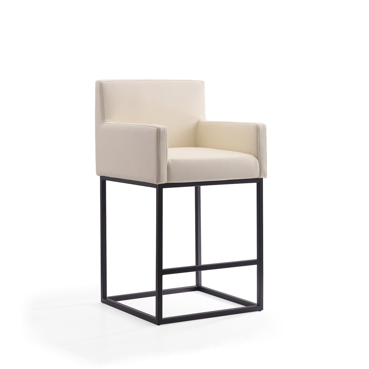 Ambassador Barstool in Cream and Black by Manhattan Comfort at Eve Furniture
